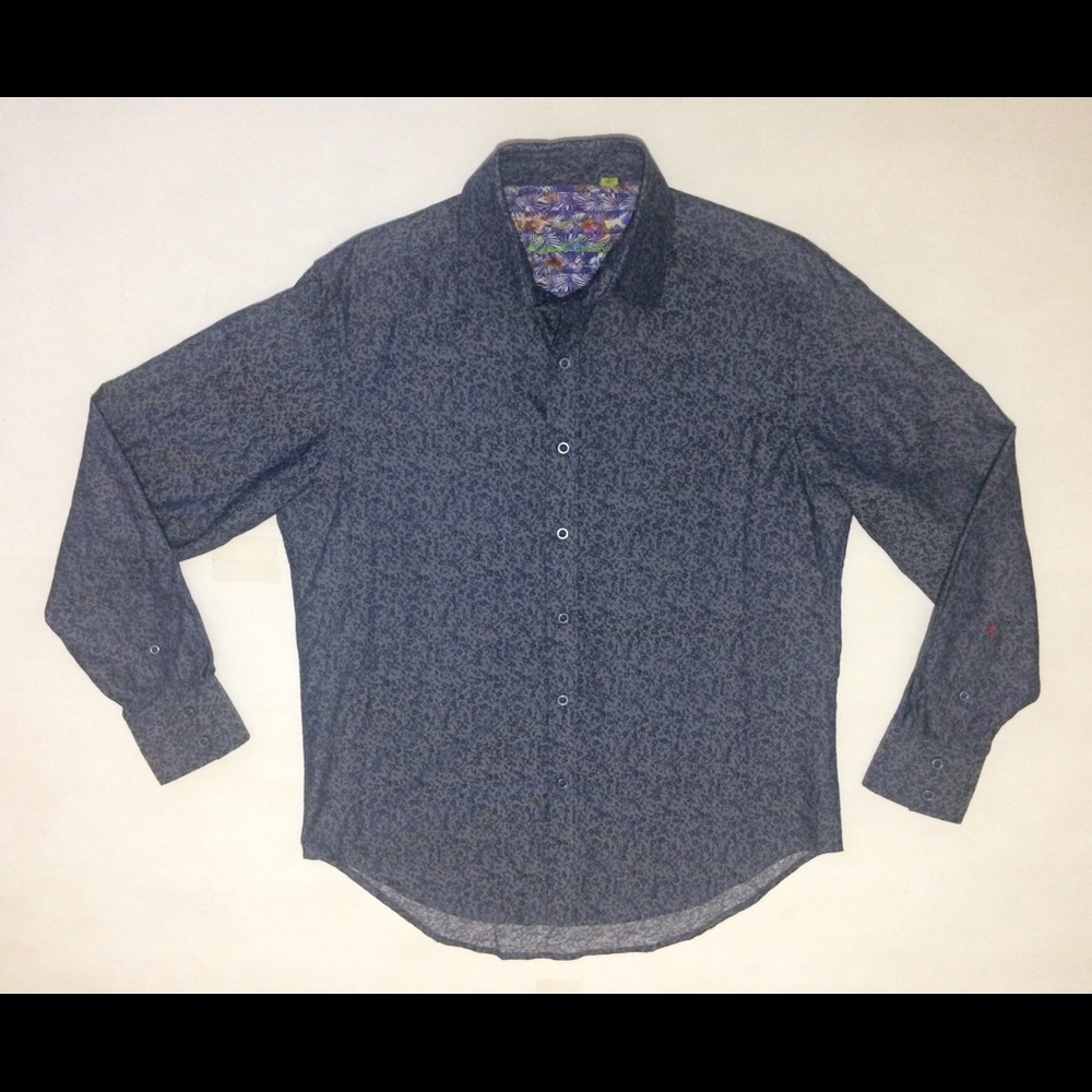Robert Graham Mens Large Blue Button Tailored Fit